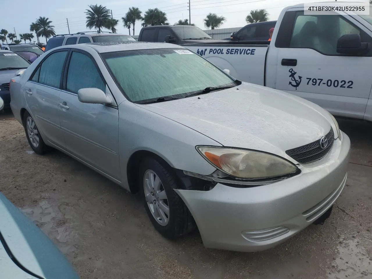 2002 Toyota Camry Le VIN: 4T1BF30K42U522955 Lot: 75198394