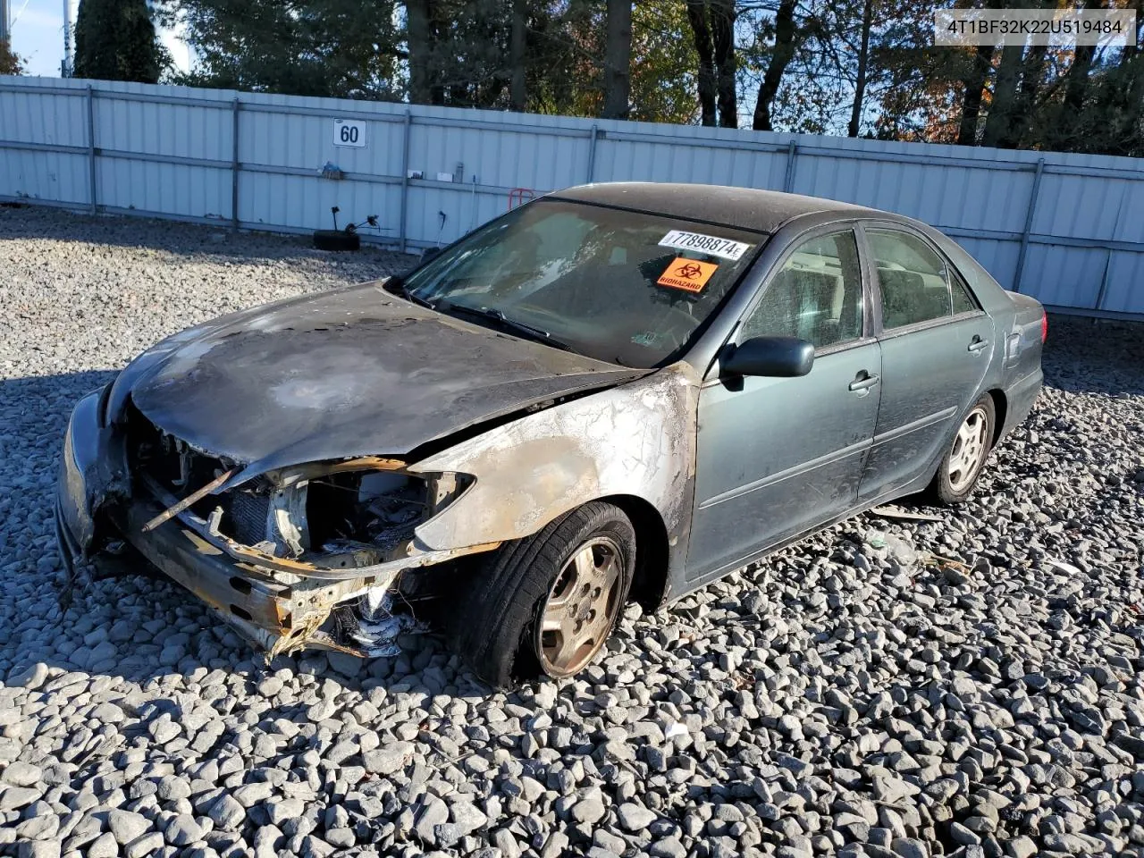 2002 Toyota Camry Le VIN: 4T1BF32K22U519484 Lot: 77898874