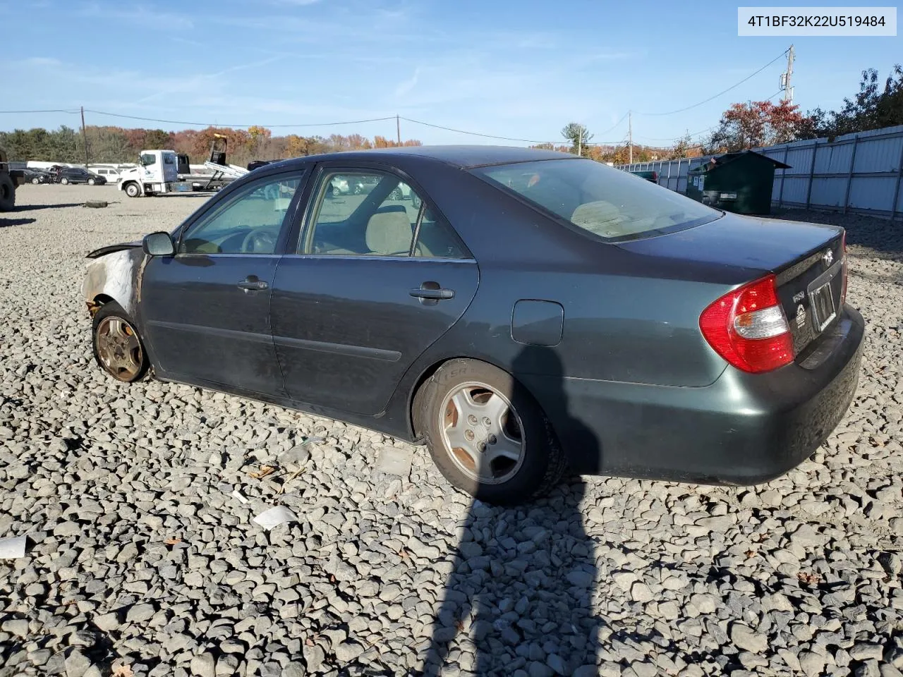 2002 Toyota Camry Le VIN: 4T1BF32K22U519484 Lot: 77898874