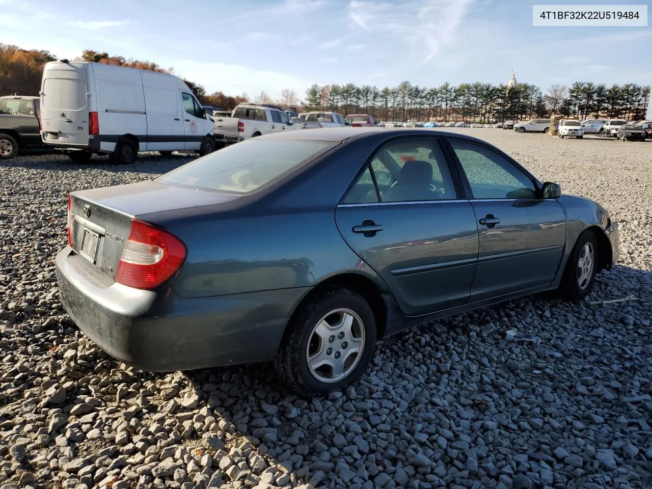 2002 Toyota Camry Le VIN: 4T1BF32K22U519484 Lot: 77898874