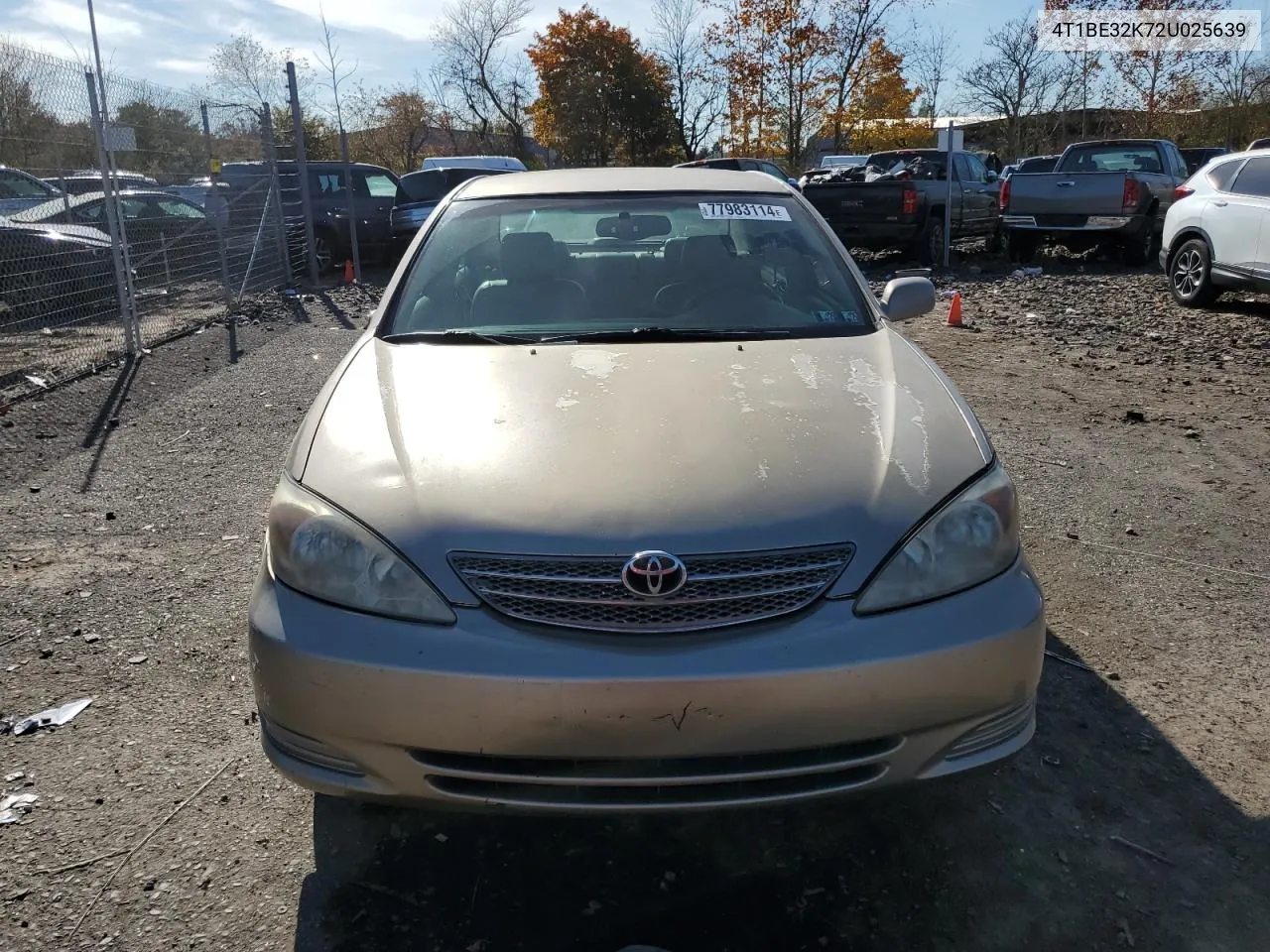 2002 Toyota Camry Le VIN: 4T1BE32K72U025639 Lot: 77983114