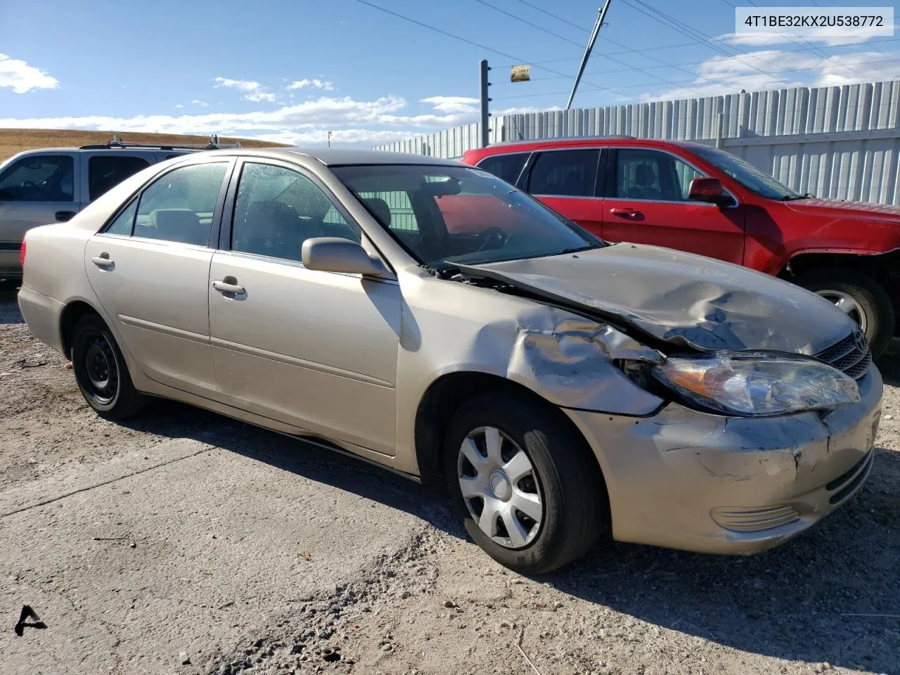 2002 Toyota Camry Le VIN: 4T1BE32KX2U538772 Lot: 78066064