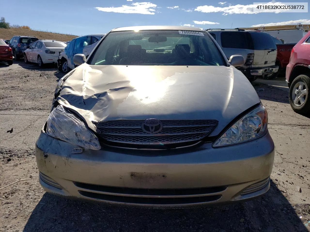 2002 Toyota Camry Le VIN: 4T1BE32KX2U538772 Lot: 78066064