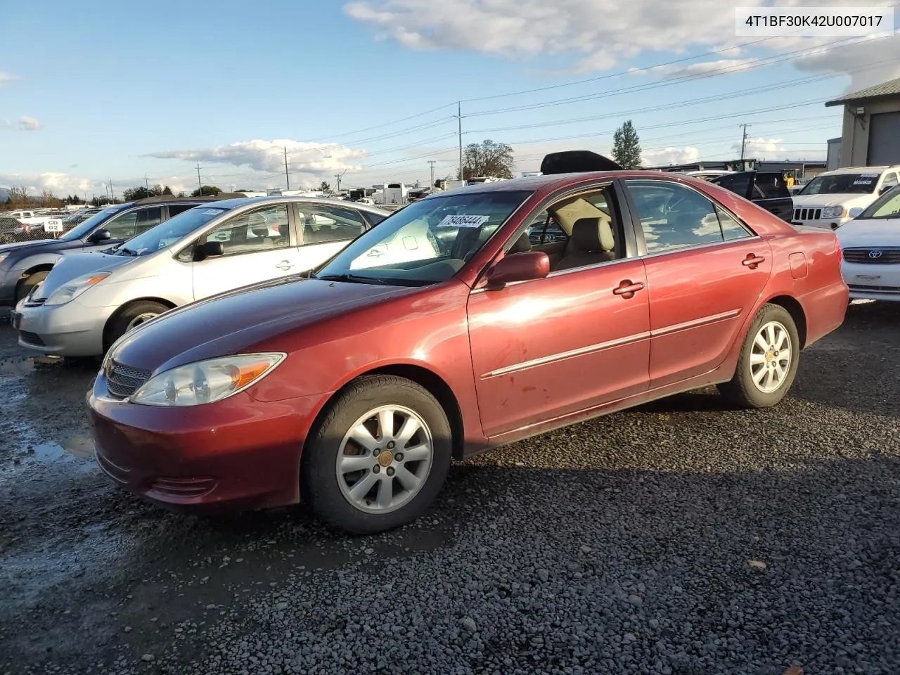 2002 Toyota Camry Le VIN: 4T1BF30K42U007017 Lot: 78486444