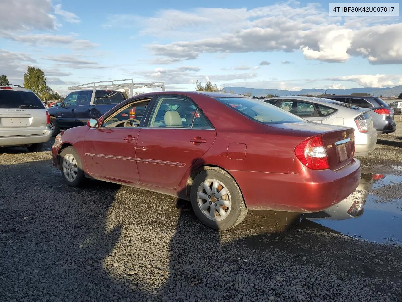 2002 Toyota Camry Le VIN: 4T1BF30K42U007017 Lot: 78486444