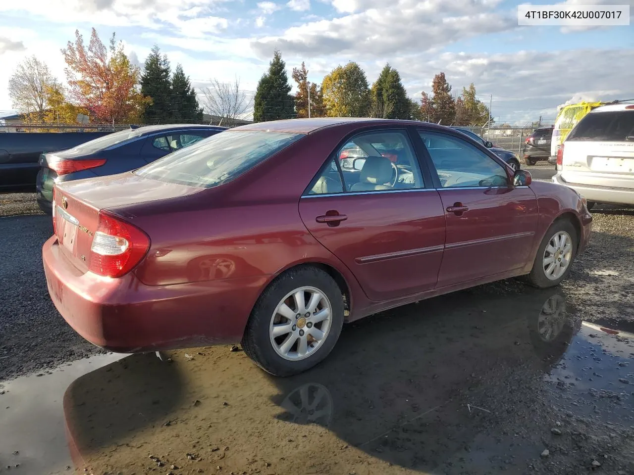 2002 Toyota Camry Le VIN: 4T1BF30K42U007017 Lot: 78486444