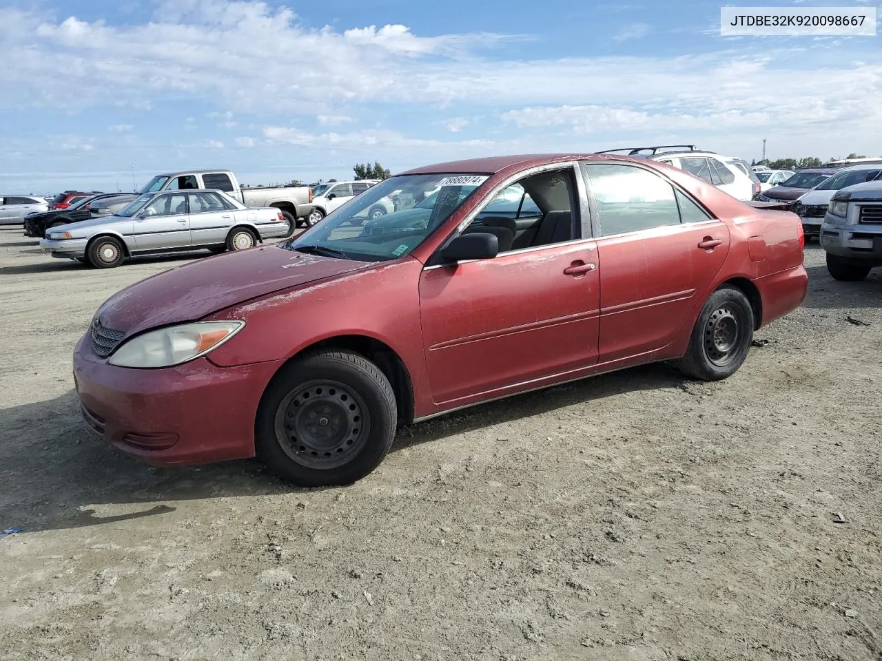 2002 Toyota Camry Le VIN: JTDBE32K920098667 Lot: 78880974