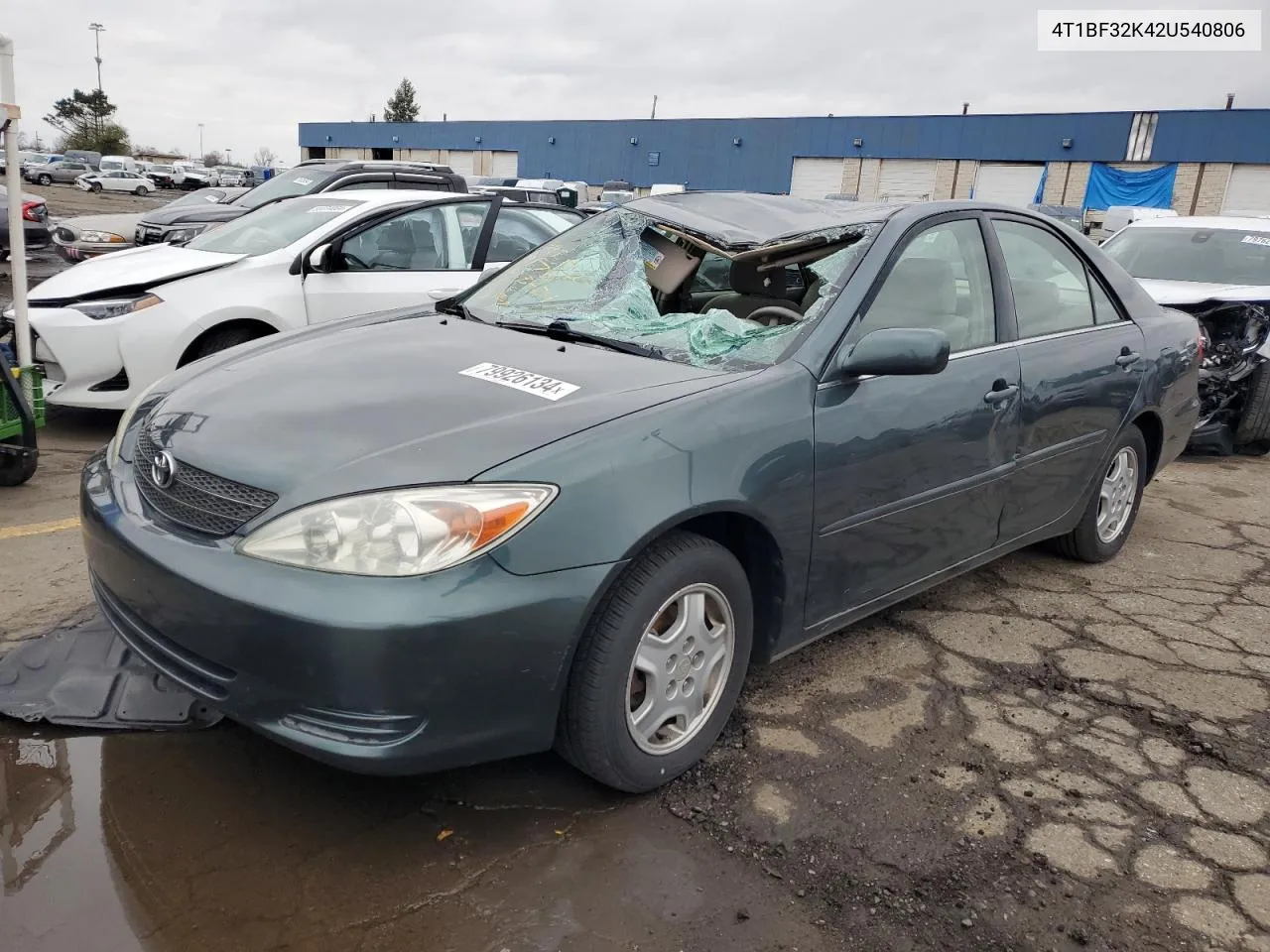 2002 Toyota Camry Le VIN: 4T1BF32K42U540806 Lot: 79926134