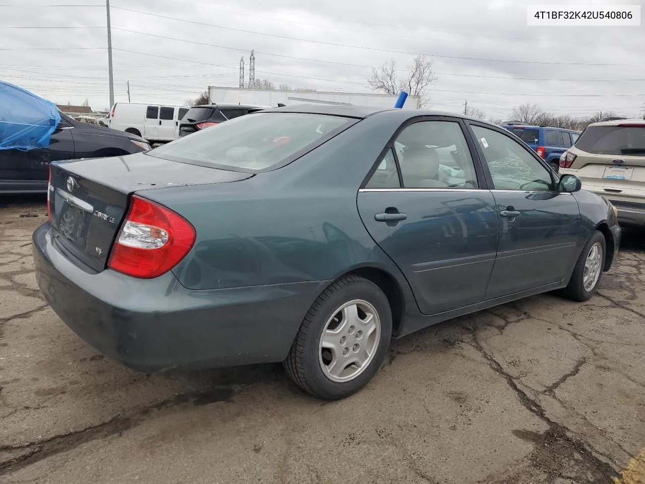 2002 Toyota Camry Le VIN: 4T1BF32K42U540806 Lot: 79926134