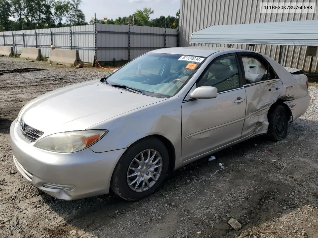 2003 Toyota Camry Le VIN: 4T1BE30K73U760688 Lot: 57704034