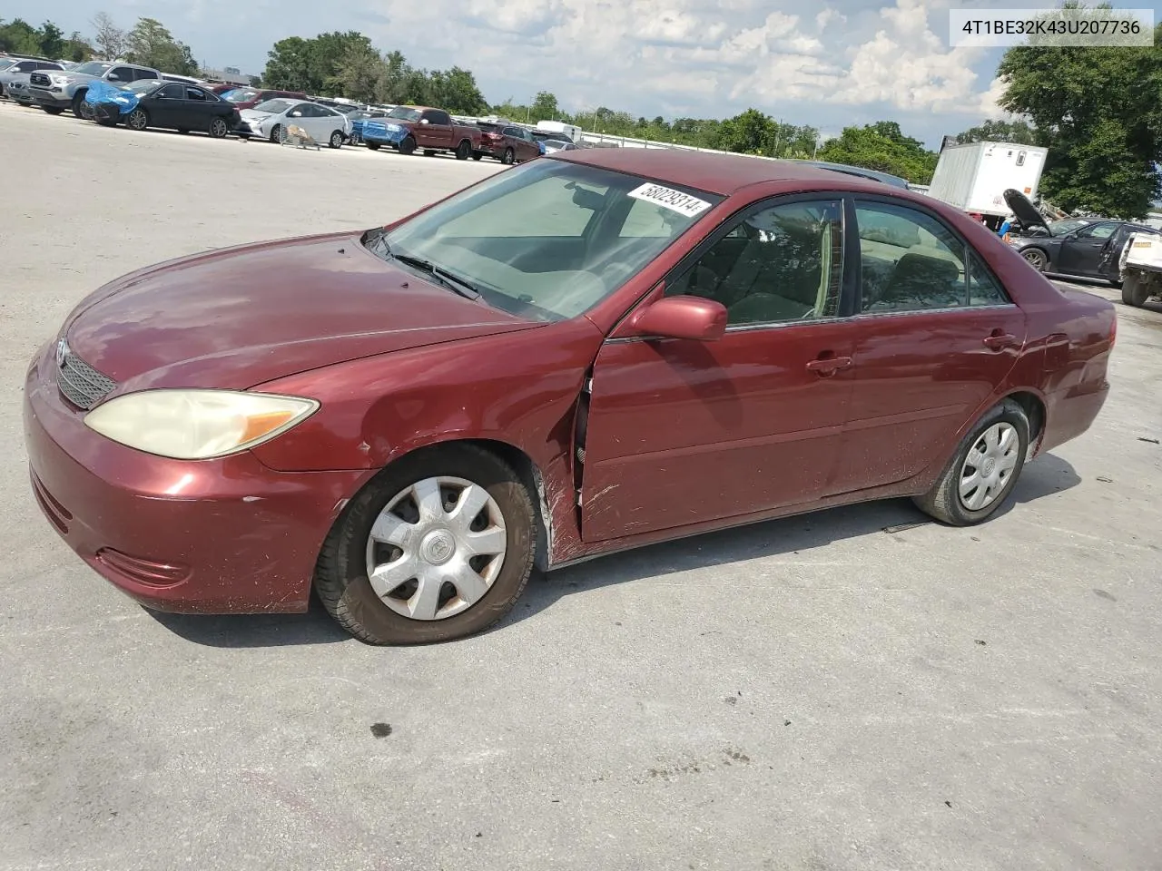 2003 Toyota Camry Le VIN: 4T1BE32K43U207736 Lot: 58029314