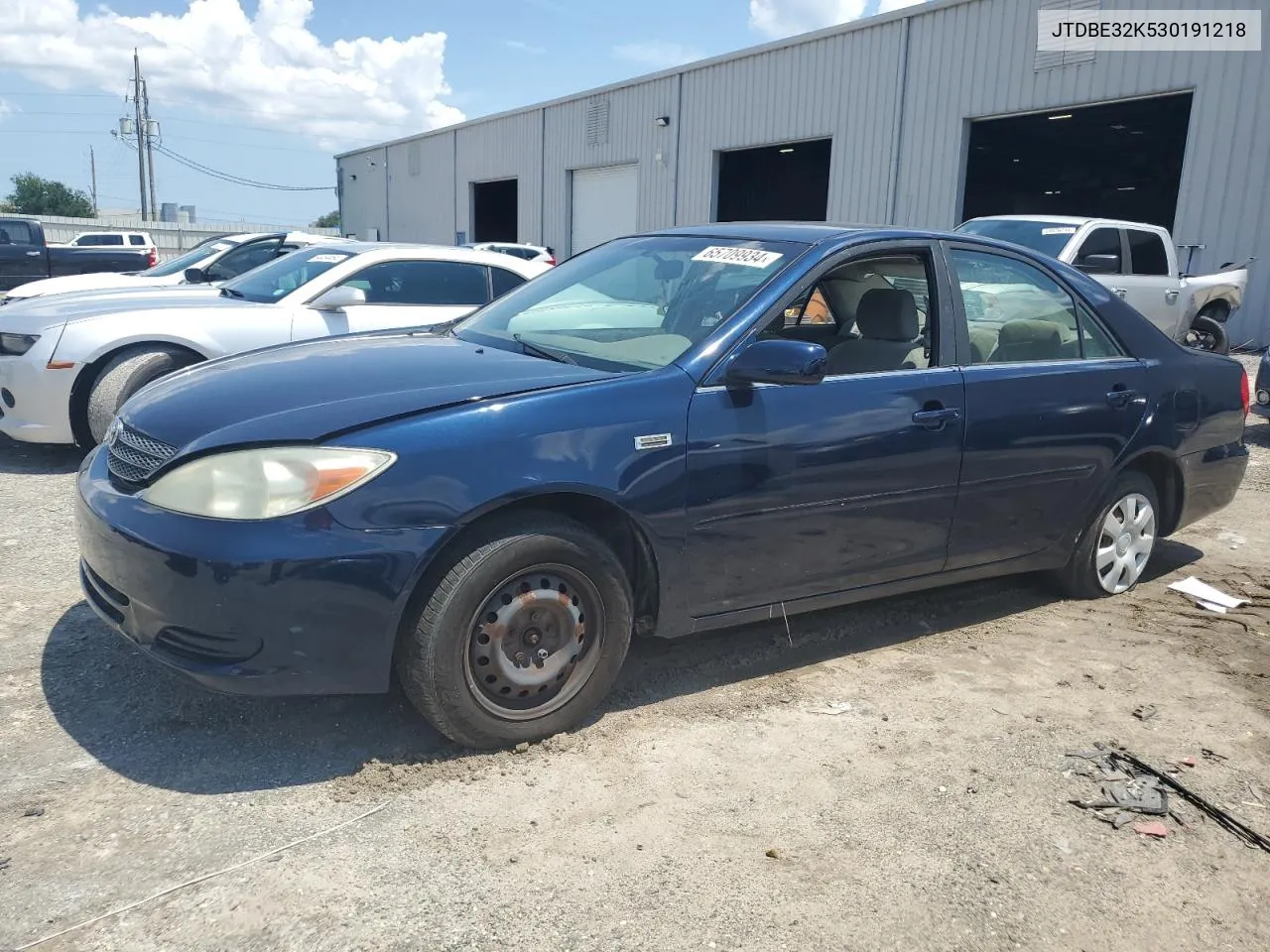 2003 Toyota Camry Le VIN: JTDBE32K530191218 Lot: 65709934