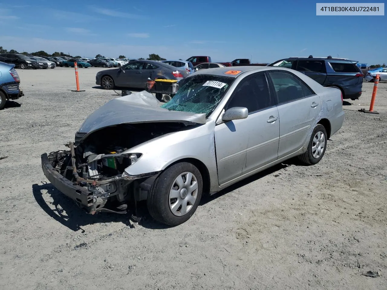 2003 Toyota Camry Le VIN: 4T1BE30K43U722481 Lot: 70711114