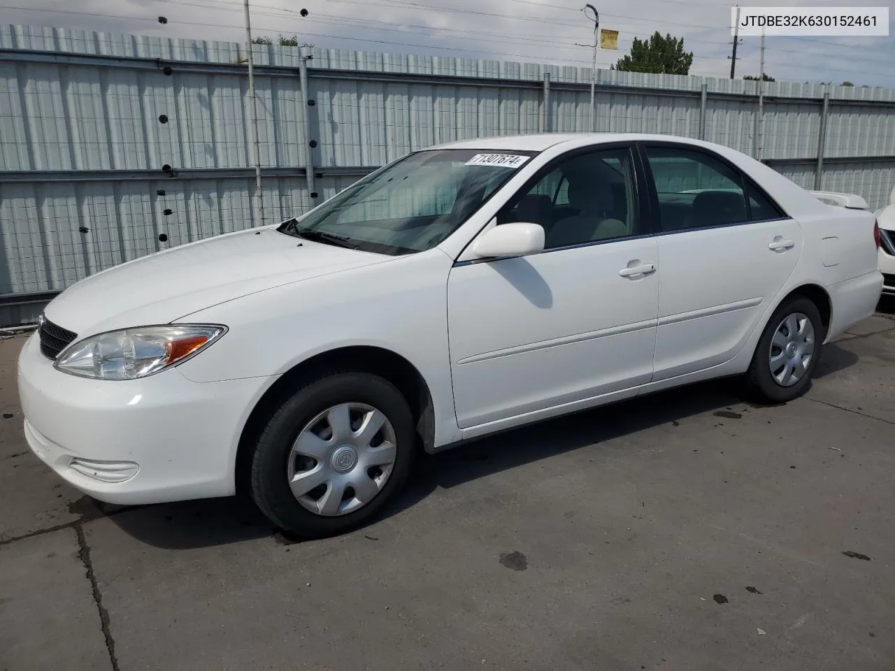 2003 Toyota Camry Le VIN: JTDBE32K630152461 Lot: 71307674