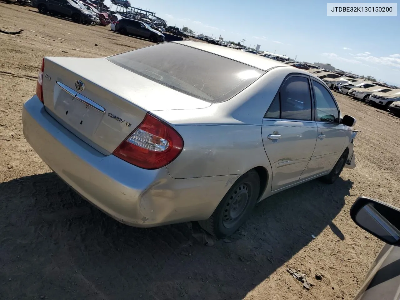 2003 Toyota Camry Le VIN: JTDBE32K130150200 Lot: 73133424