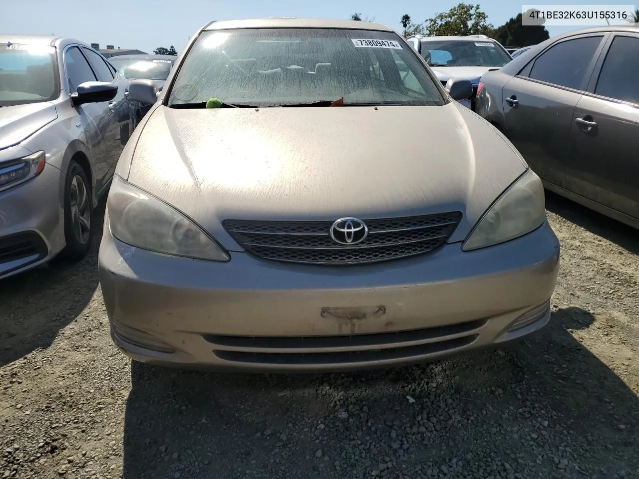 2003 Toyota Camry Le VIN: 4T1BE32K63U155316 Lot: 73809474