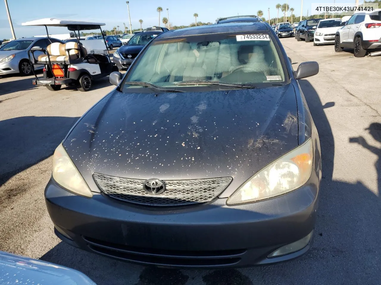 2003 Toyota Camry Le VIN: 4T1BE30K43U741421 Lot: 74533234