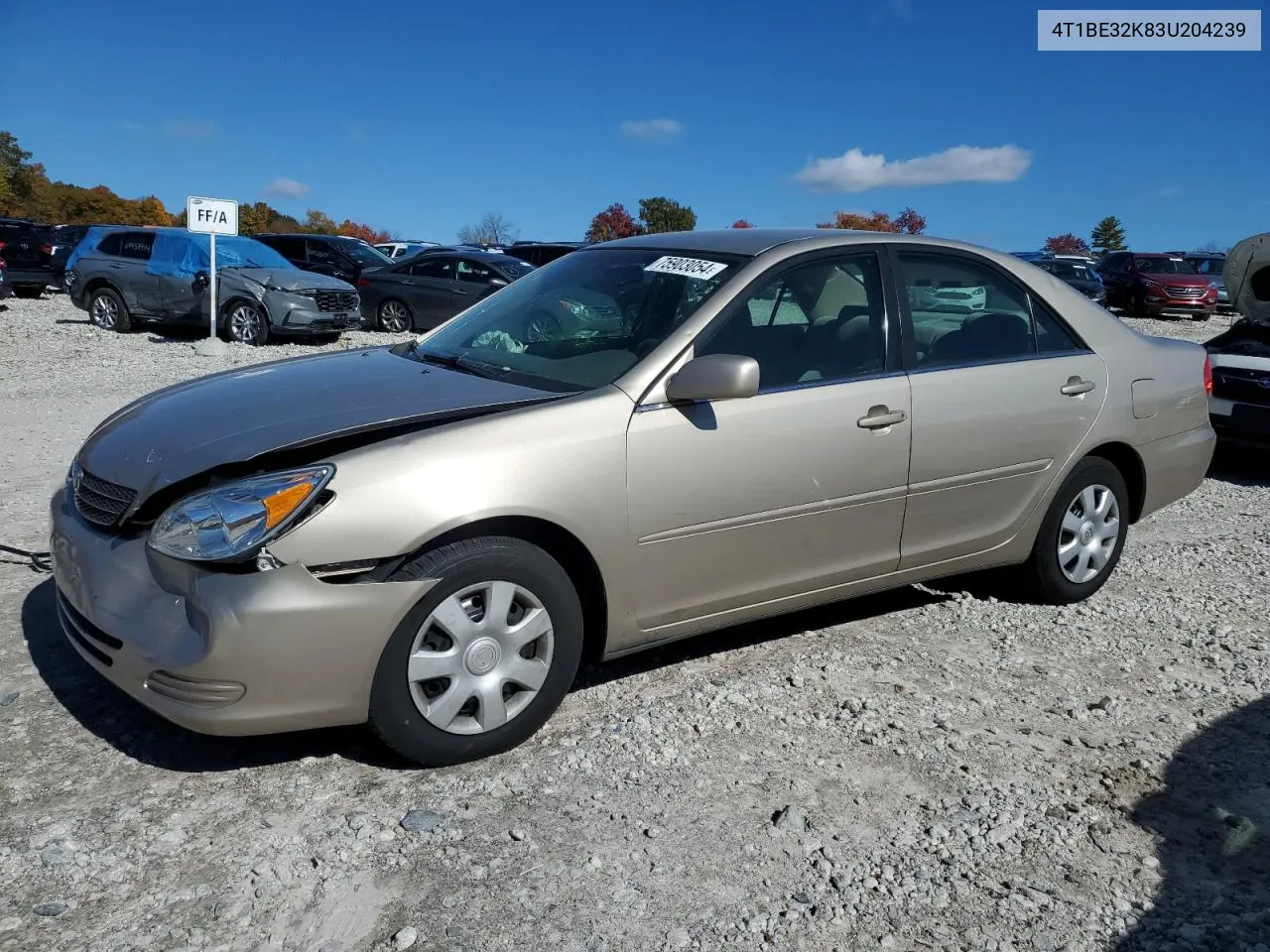 2003 Toyota Camry Le VIN: 4T1BE32K83U204239 Lot: 75903054