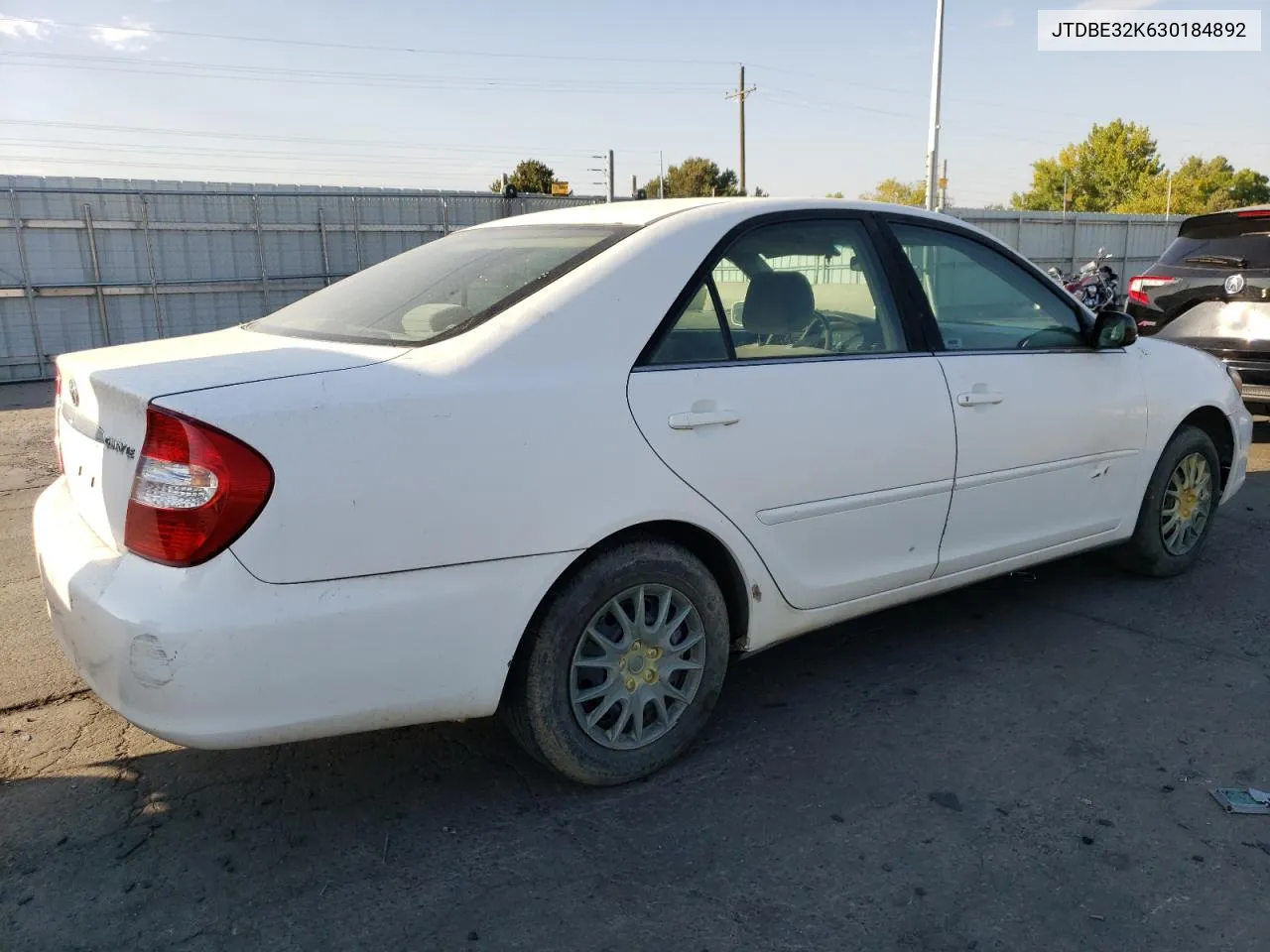 2003 Toyota Camry Le VIN: JTDBE32K630184892 Lot: 76195134