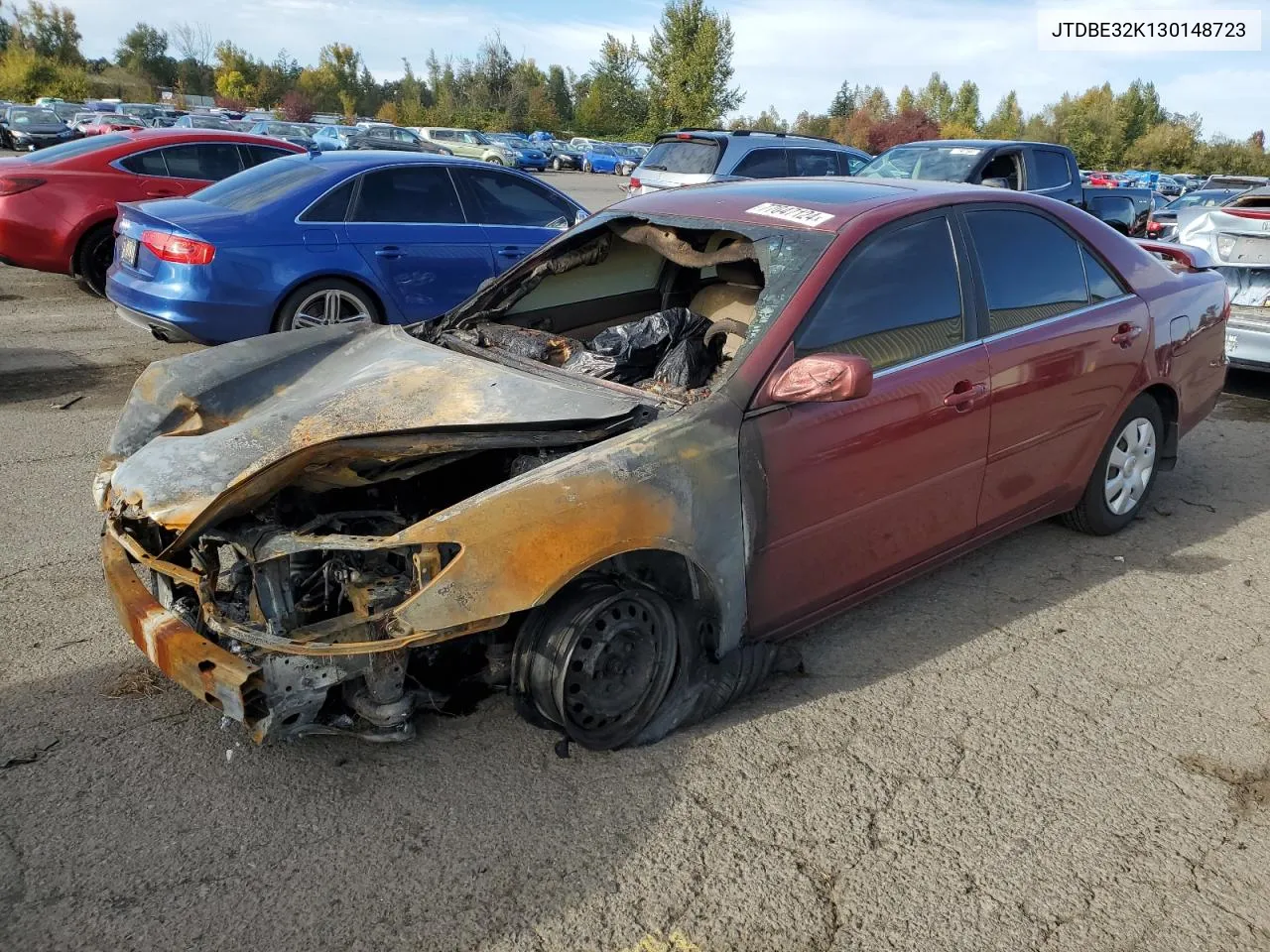 2003 Toyota Camry Le VIN: JTDBE32K130148723 Lot: 77047124