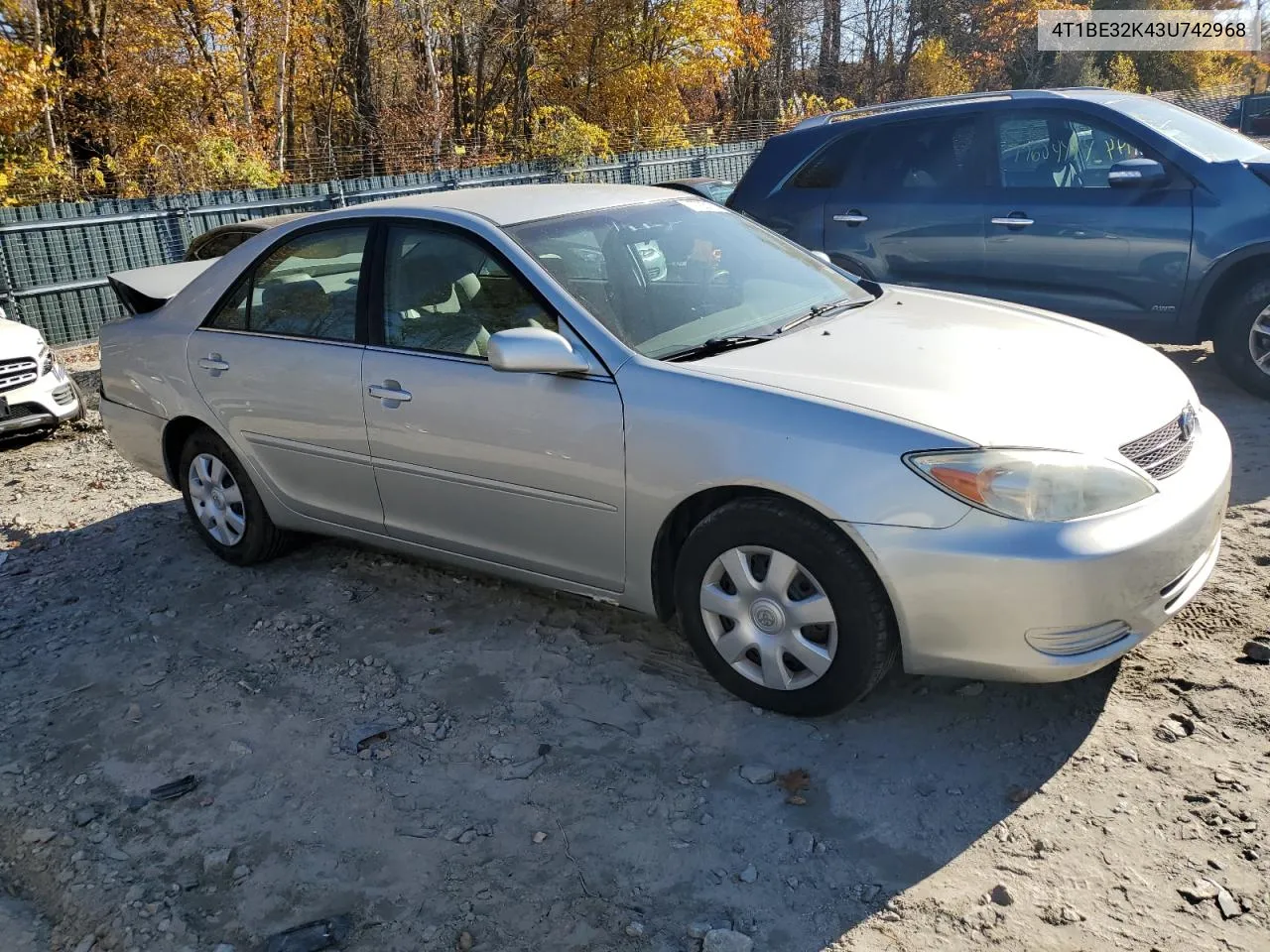 2003 Toyota Camry Le VIN: 4T1BE32K43U742968 Lot: 77201714