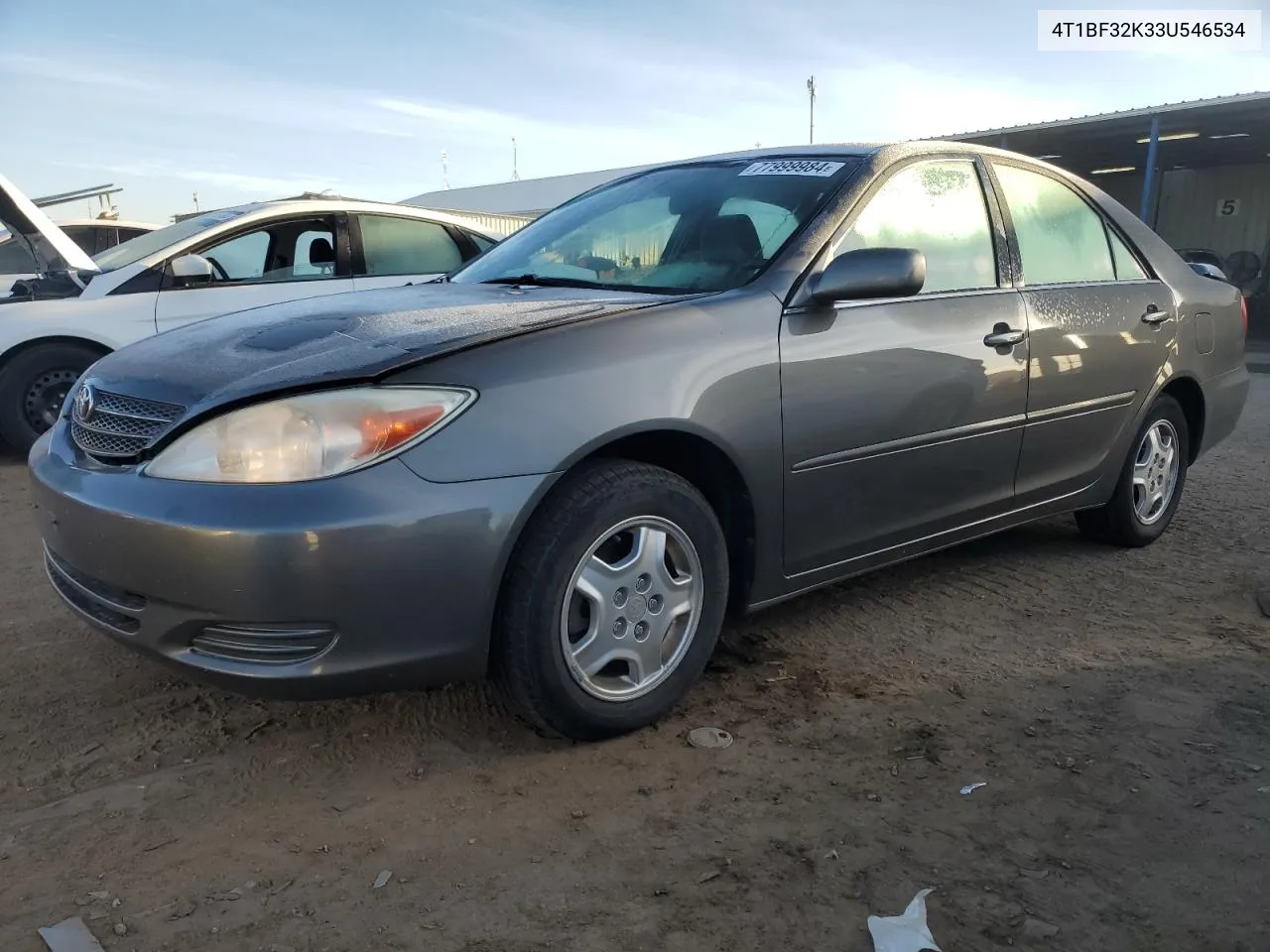 2003 Toyota Camry Le VIN: 4T1BF32K33U546534 Lot: 77999984