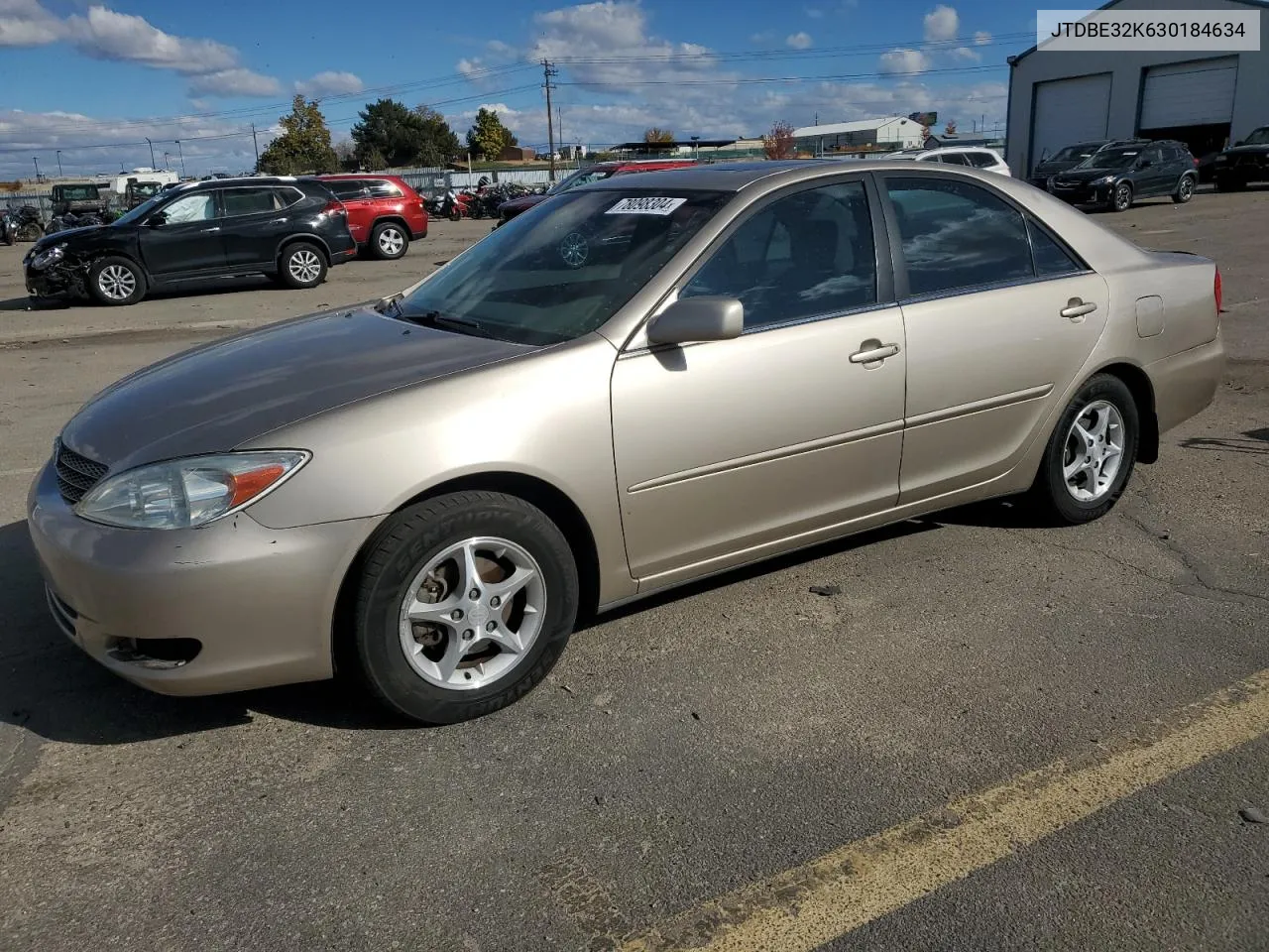 2003 Toyota Camry Le VIN: JTDBE32K630184634 Lot: 78098304