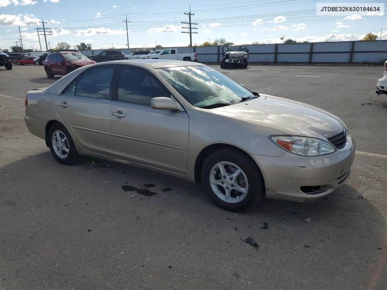 2003 Toyota Camry Le VIN: JTDBE32K630184634 Lot: 78098304