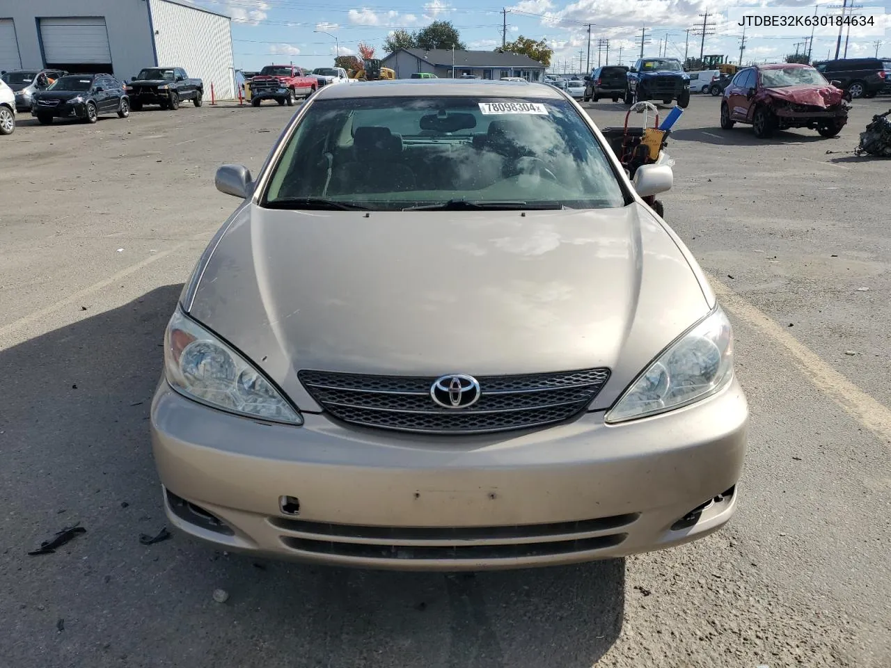 2003 Toyota Camry Le VIN: JTDBE32K630184634 Lot: 78098304