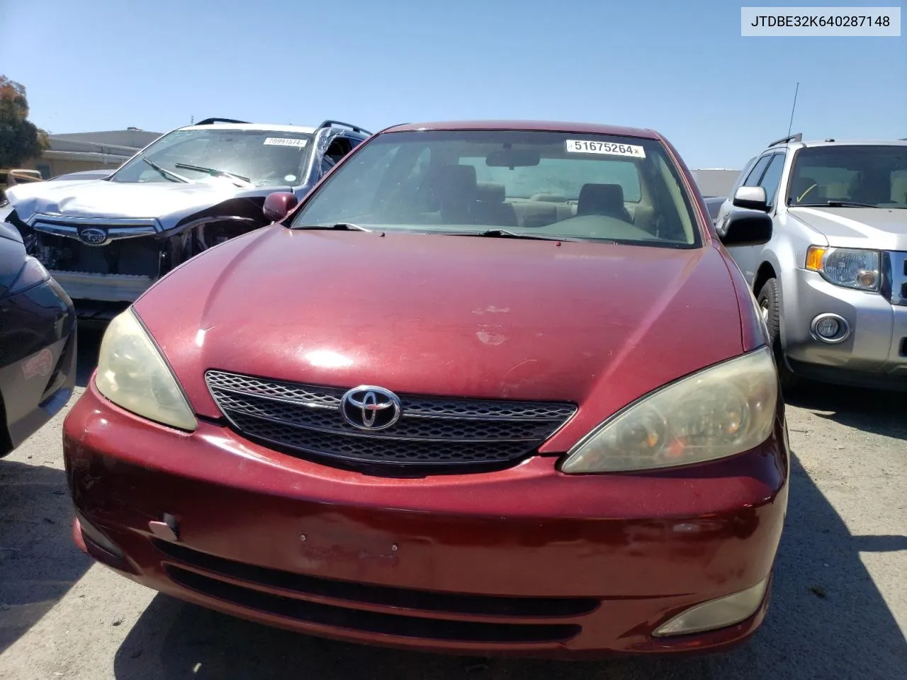 2004 Toyota Camry Le VIN: JTDBE32K640287148 Lot: 51675264