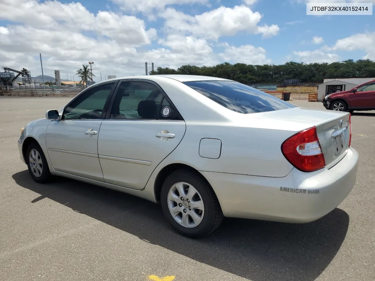 2004 Toyota Camry Le VIN: JTDBF32KX40152414 Lot: 62665014