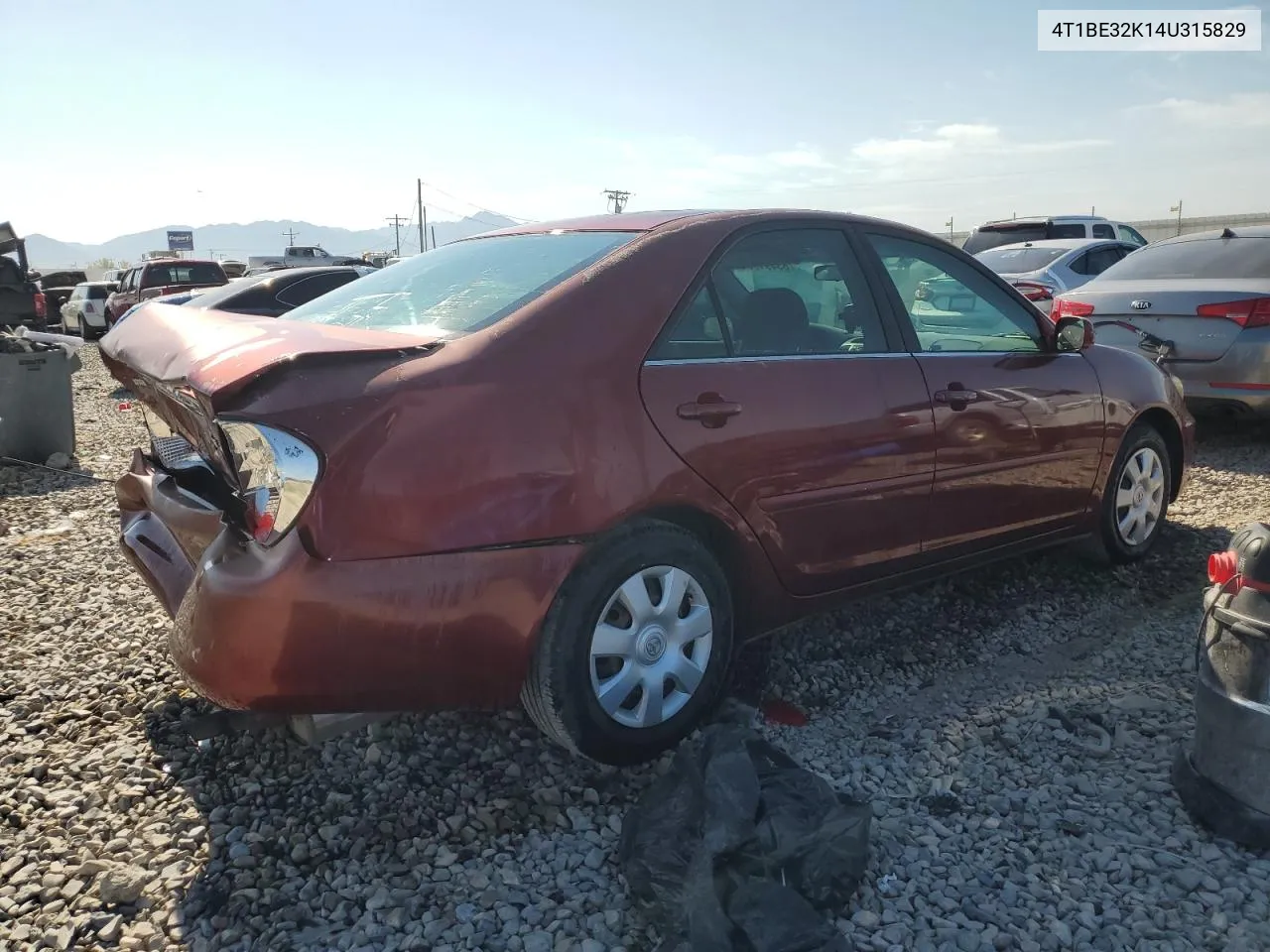 2004 Toyota Camry Le VIN: 4T1BE32K14U315829 Lot: 63491964