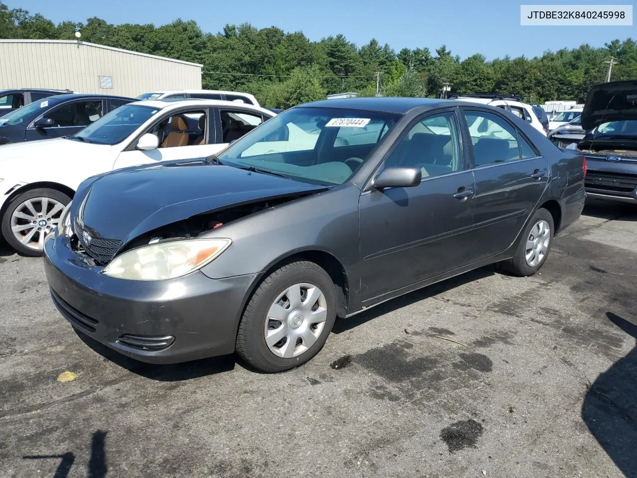 2004 Toyota Camry Le VIN: JTDBE32K840245998 Lot: 67870444