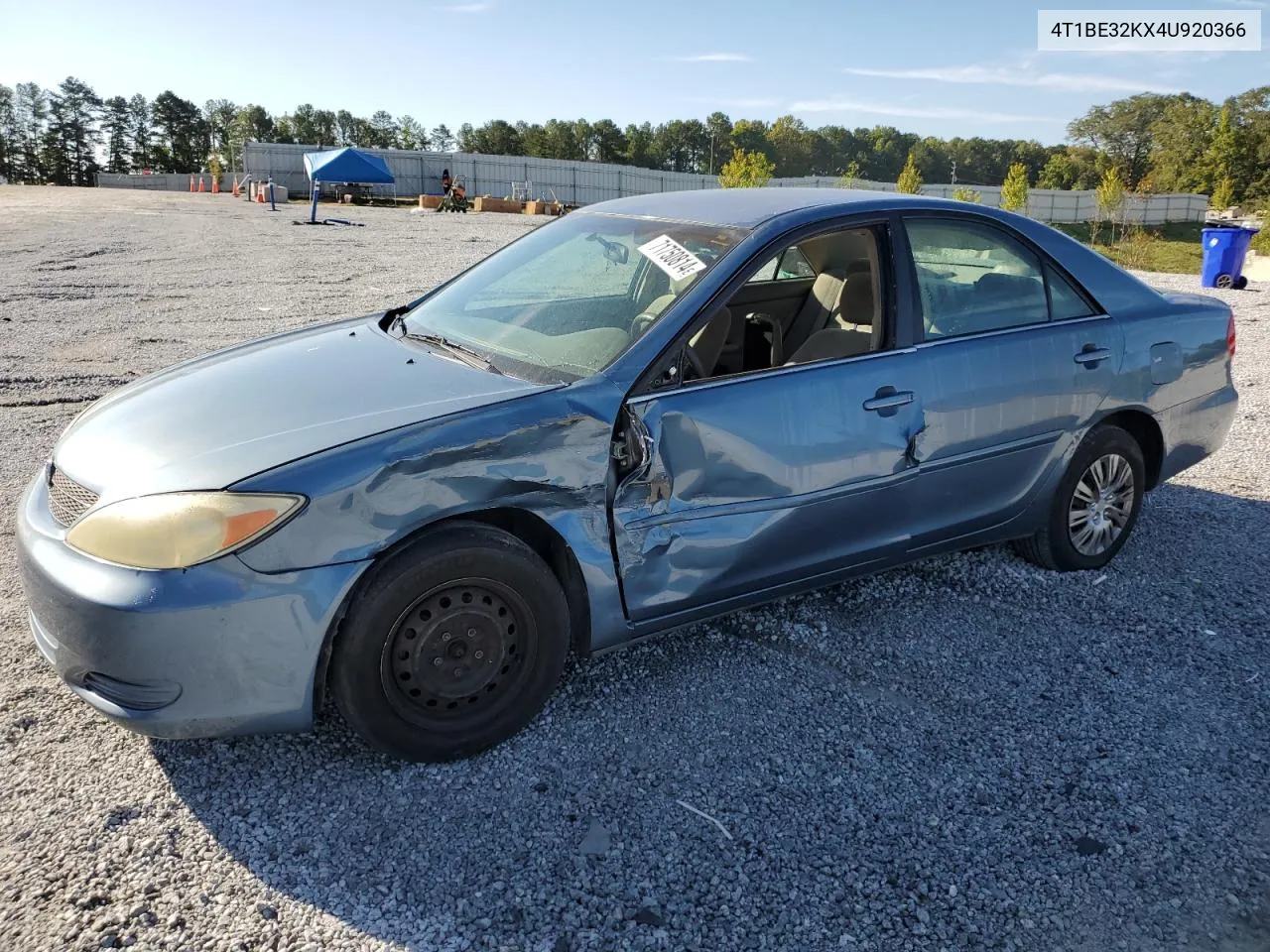 2004 Toyota Camry Le VIN: 4T1BE32KX4U920366 Lot: 71750814