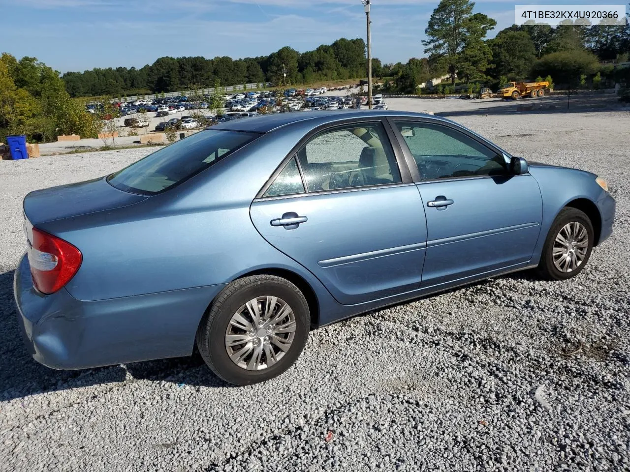 2004 Toyota Camry Le VIN: 4T1BE32KX4U920366 Lot: 71750814