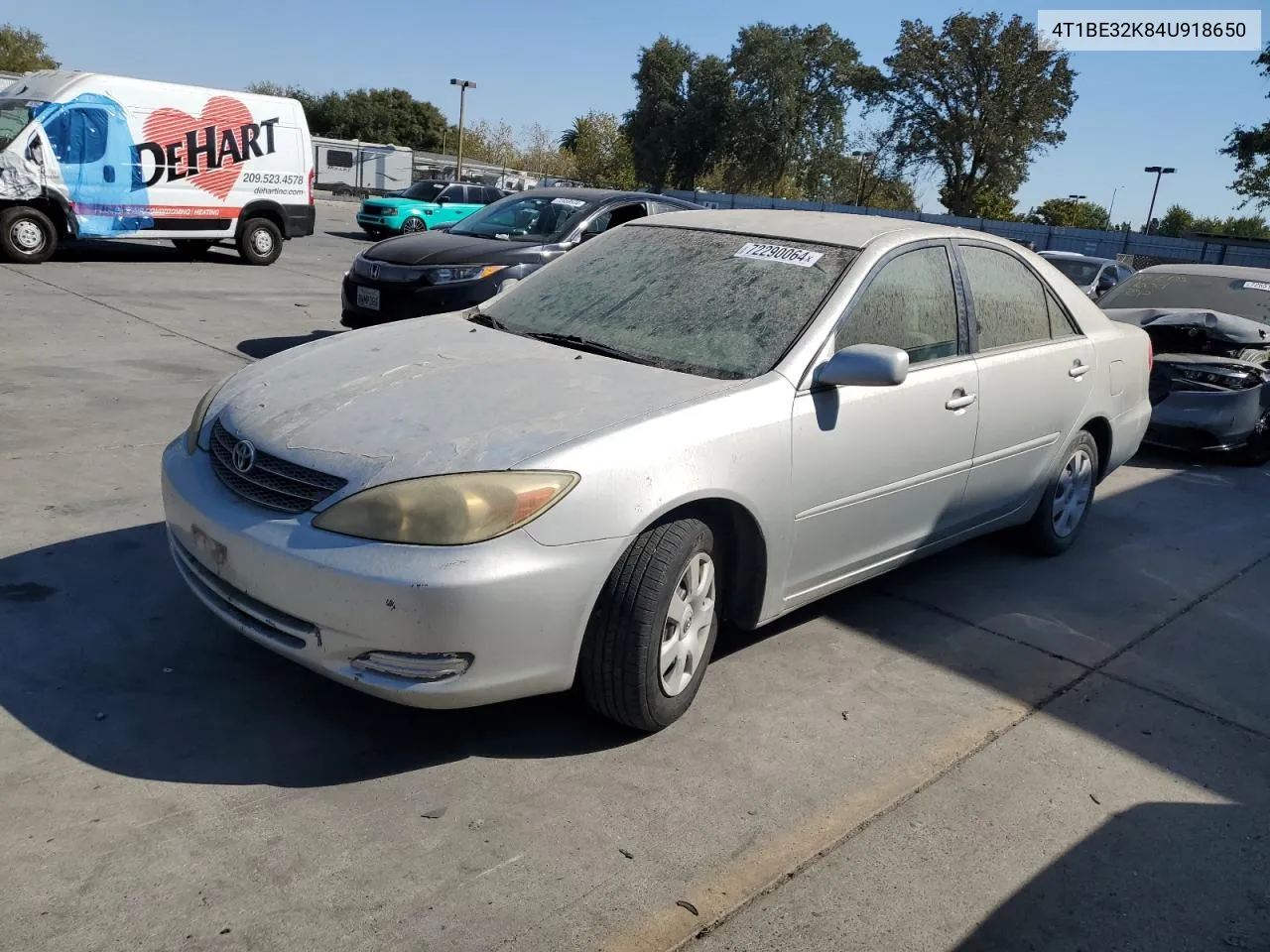 2004 Toyota Camry Le VIN: 4T1BE32K84U918650 Lot: 72290064