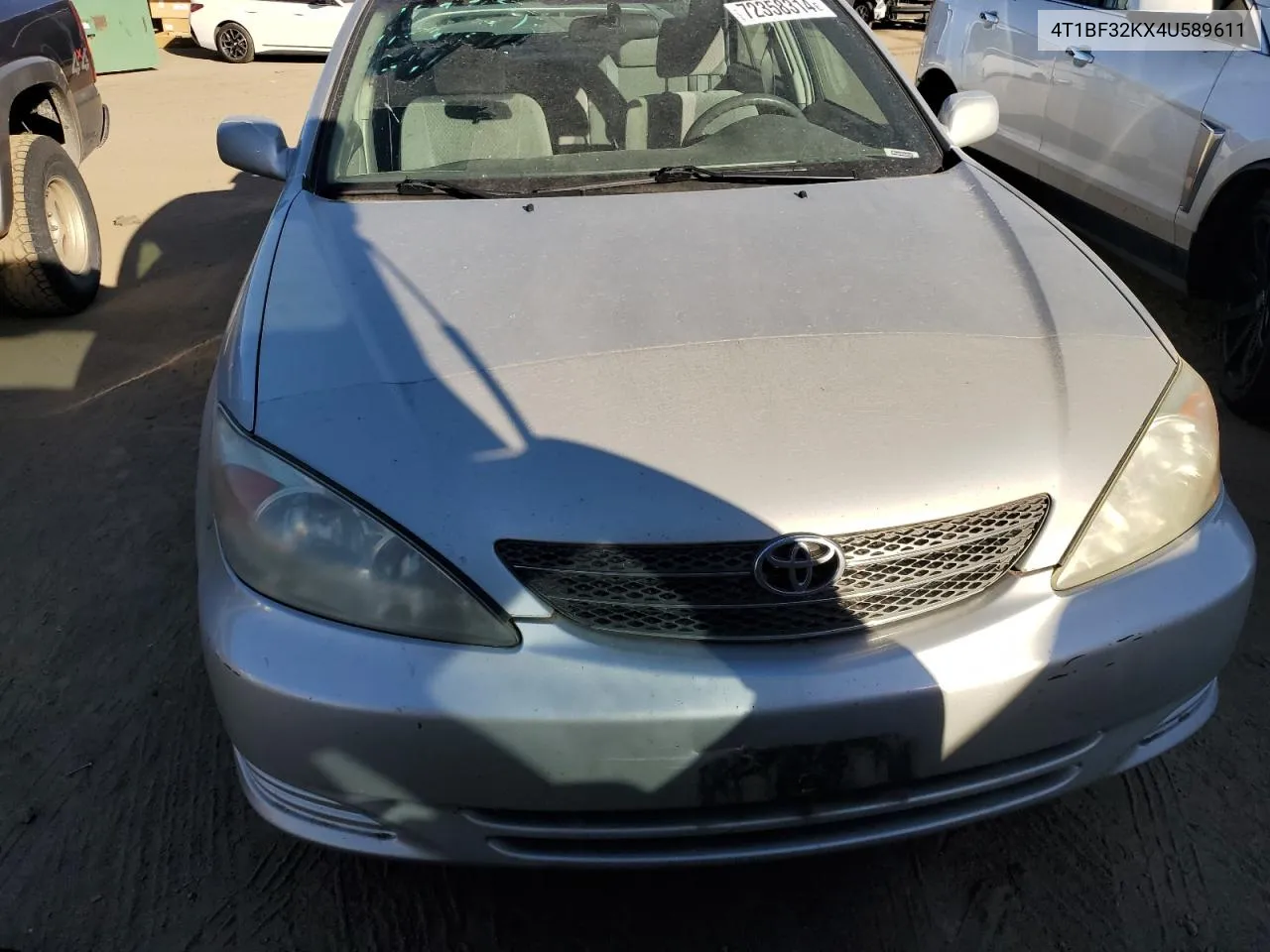 2004 Toyota Camry Le VIN: 4T1BF32KX4U589611 Lot: 72358314