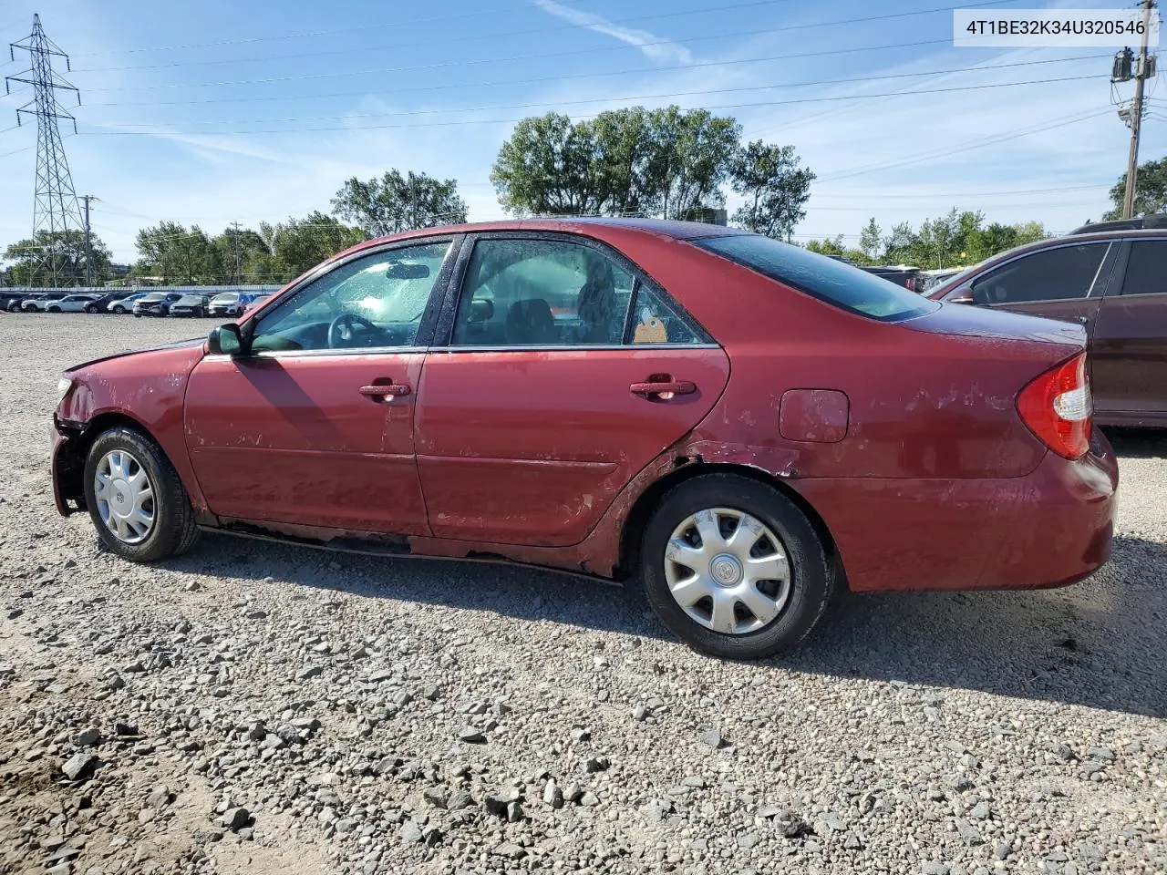 2004 Toyota Camry Le VIN: 4T1BE32K34U320546 Lot: 73412104