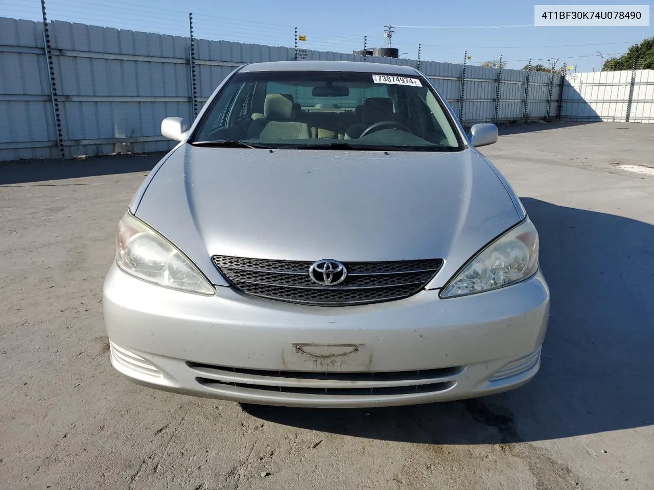 2004 Toyota Camry Le VIN: 4T1BF30K74U078490 Lot: 73874974