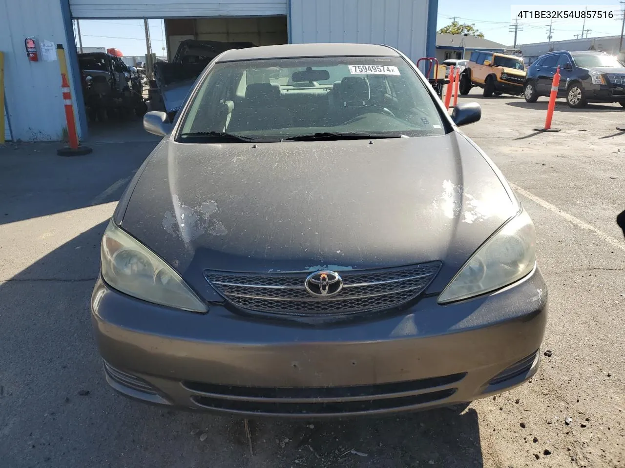 2004 Toyota Camry Le VIN: 4T1BE32K54U857516 Lot: 75949574