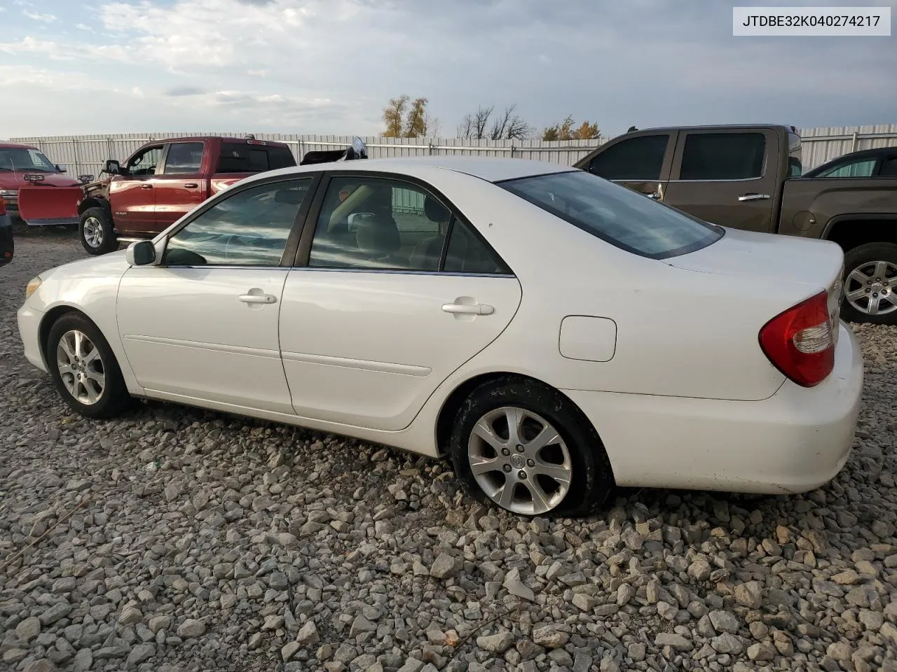 JTDBE32K040274217 2004 Toyota Camry Le