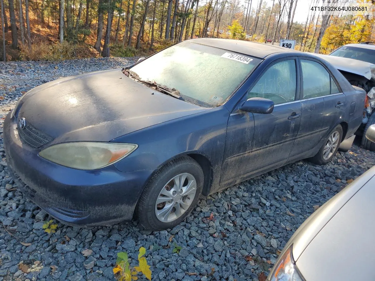 2004 Toyota Camry Le VIN: 4T1BF32K64U080681 Lot: 76718394