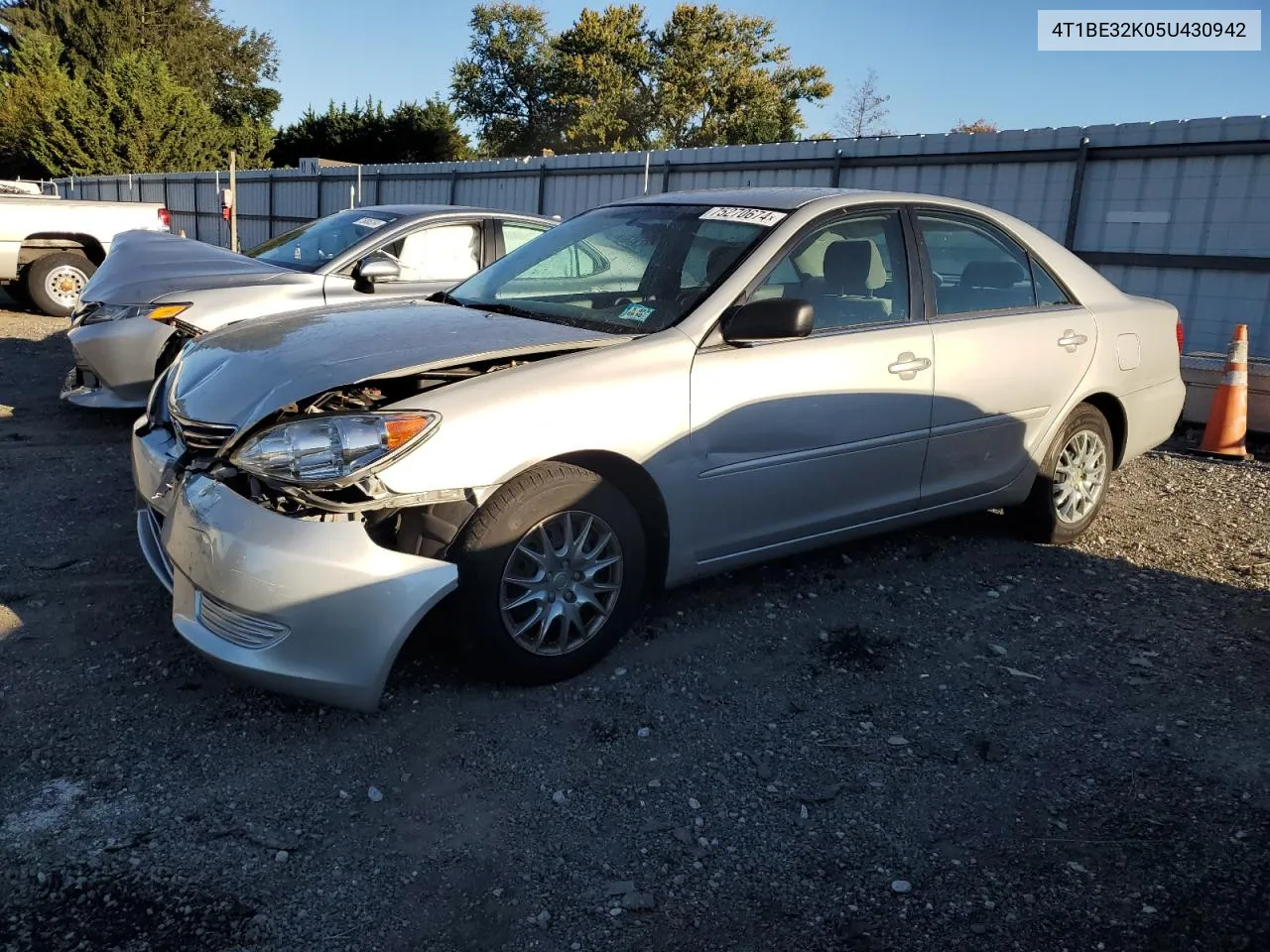 2005 Toyota Camry Le VIN: 4T1BE32K05U430942 Lot: 75270674