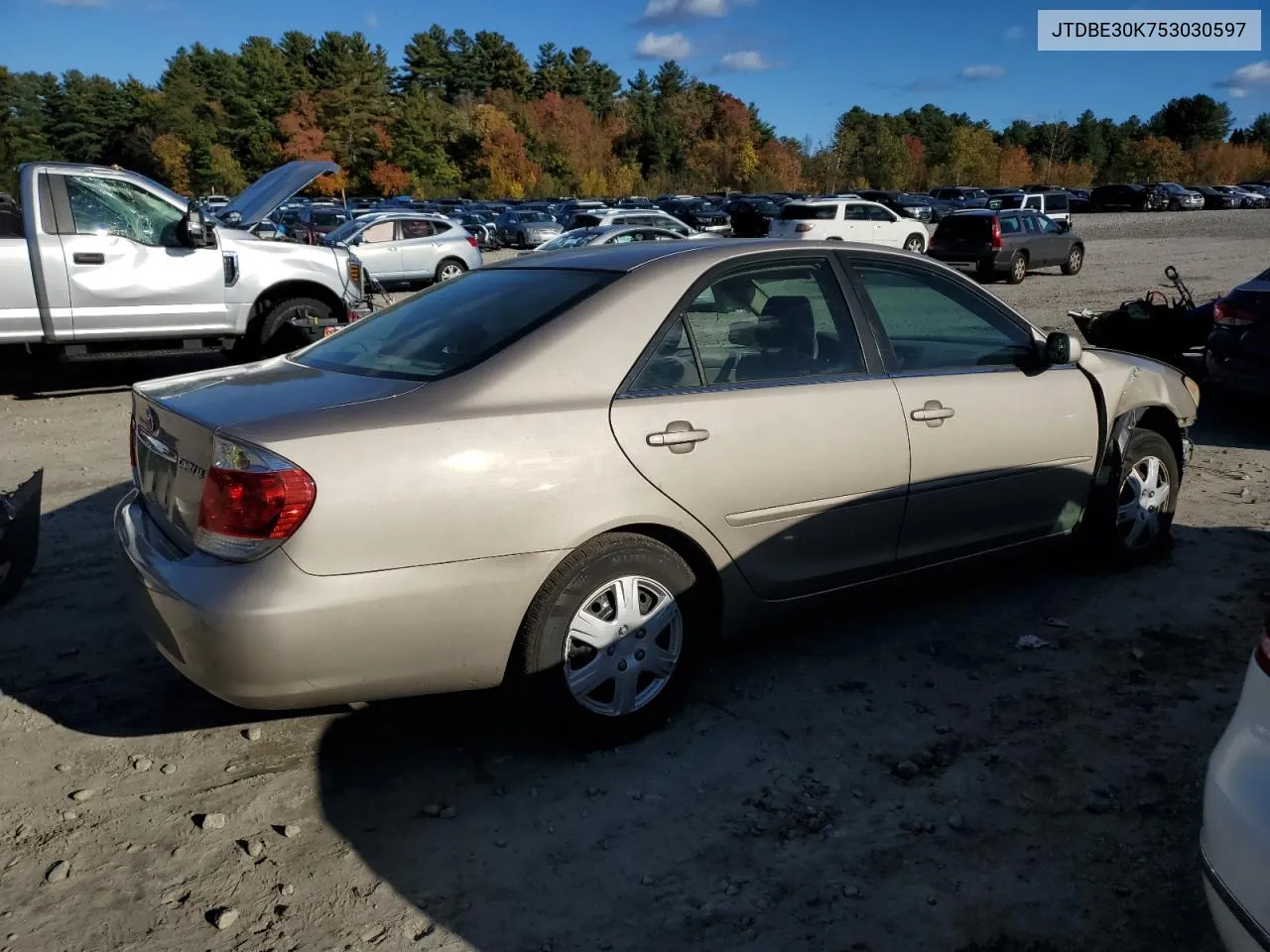 2005 Toyota Camry Le VIN: JTDBE30K753030597 Lot: 76364084