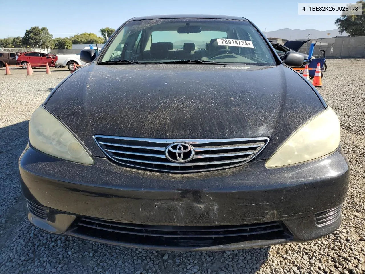 2005 Toyota Camry Le VIN: 4T1BE32K25U025178 Lot: 78944734