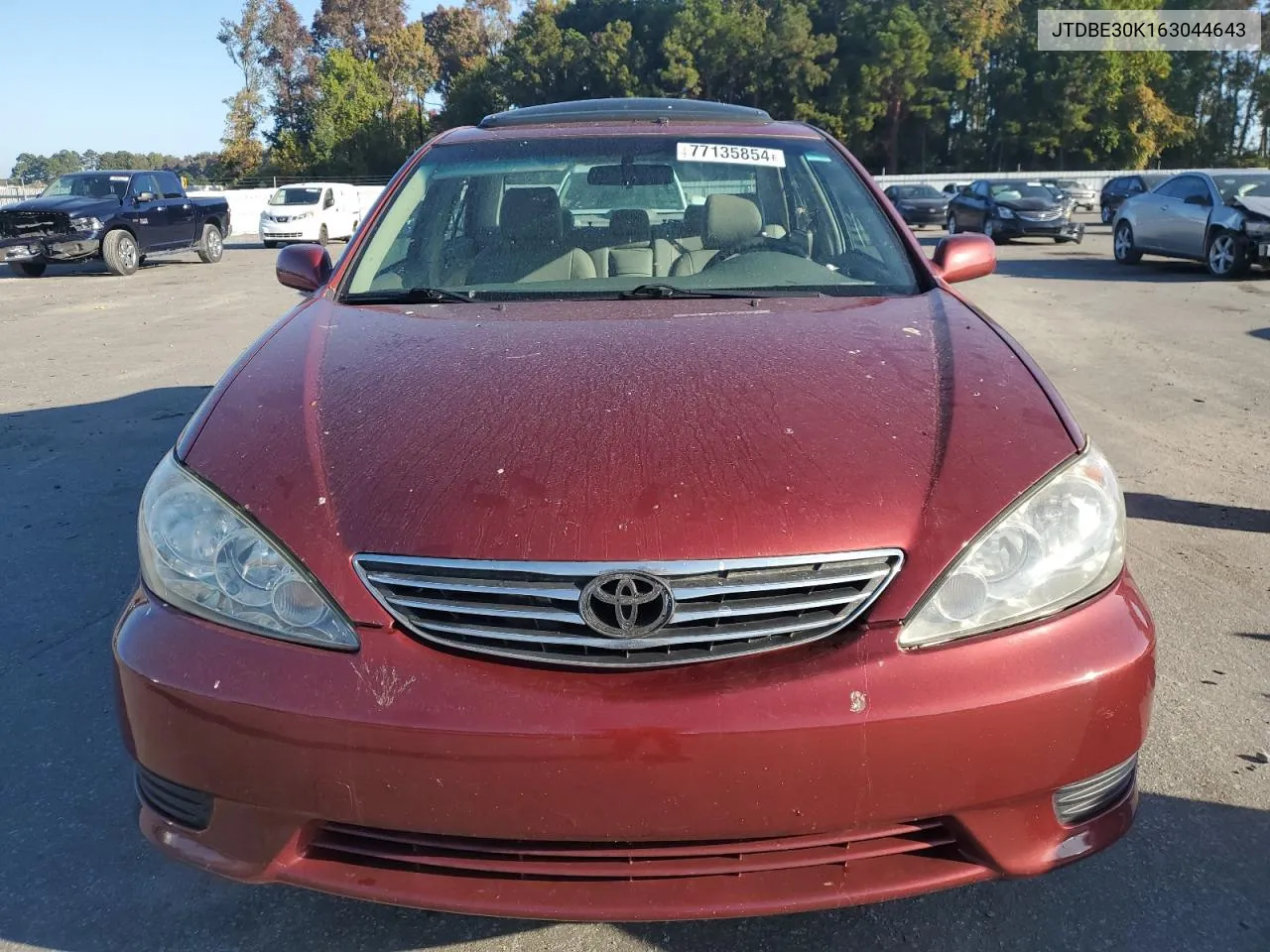 2006 Toyota Camry Le VIN: JTDBE30K163044643 Lot: 77135854