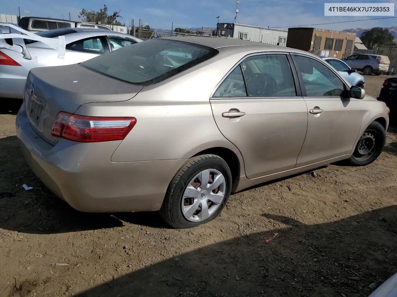 2007 Toyota Camry Ce VIN: 4T1BE46KX7U728353 Lot: 71785964