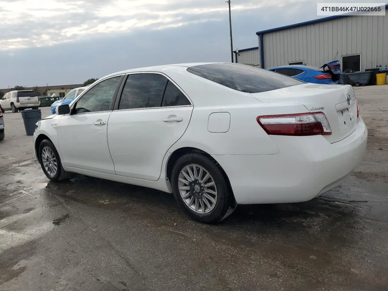 2007 Toyota Camry Hybrid VIN: 4T1BB46K47U022665 Lot: 75206204