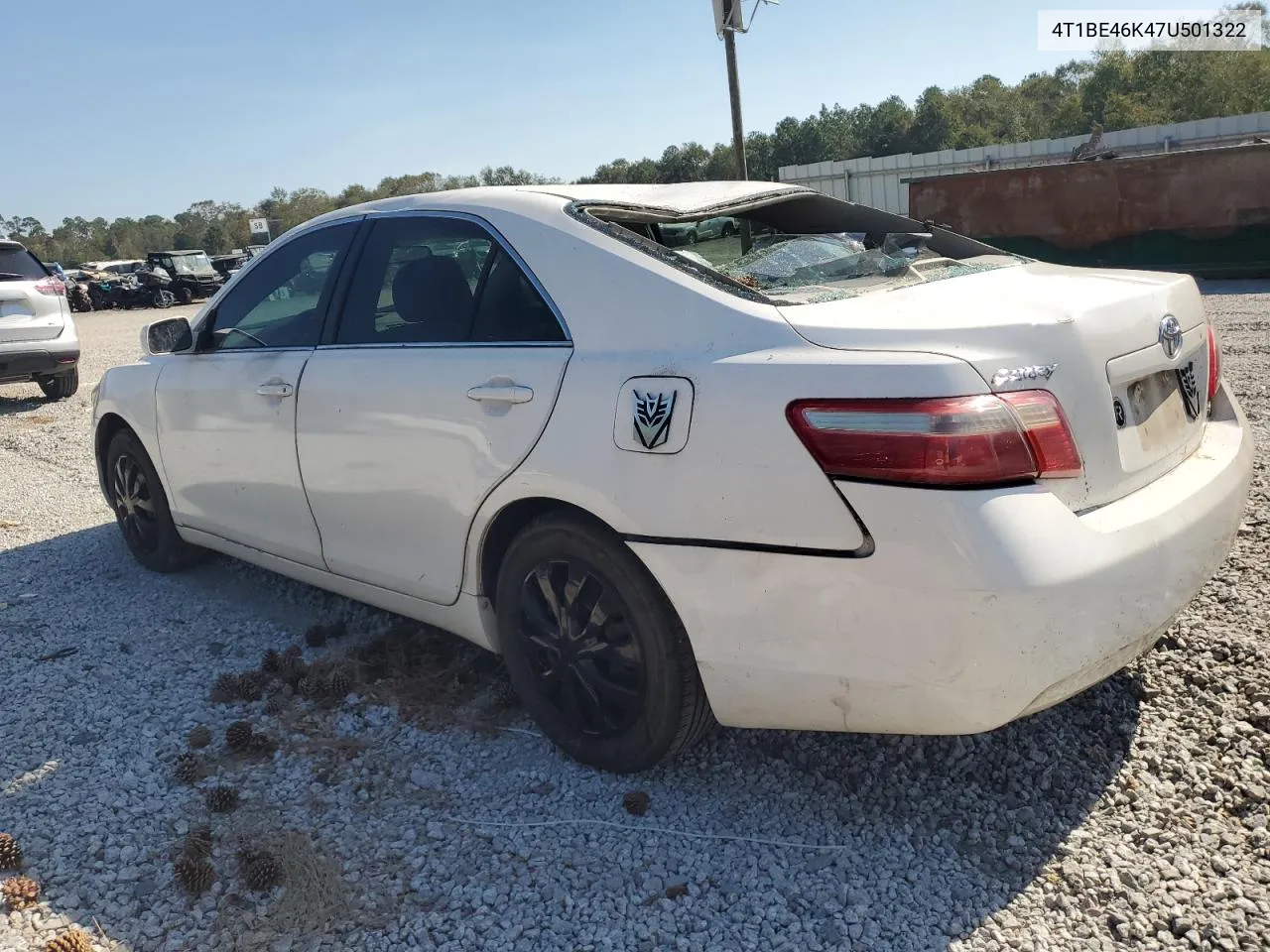 2007 Toyota Camry Ce VIN: 4T1BE46K47U501322 Lot: 75923984