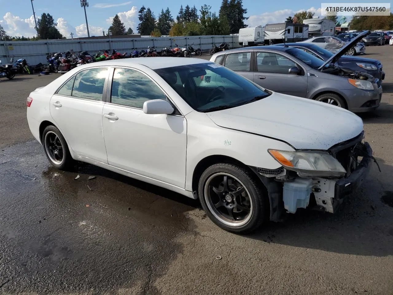 2007 Toyota Camry Ce VIN: 4T1BE46K87U547560 Lot: 77114374